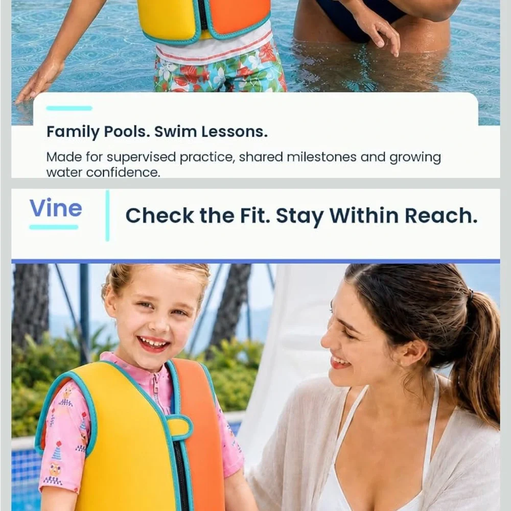Kids Two-Tone Swim Vest - Yellow & Orange